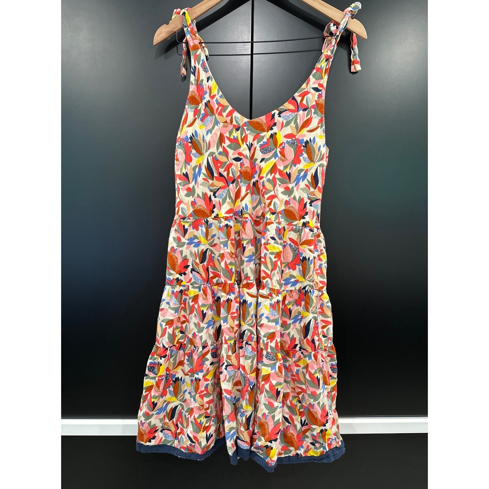 THML Floral Tiered Mini Dress V-Neck Tie Shoulder Sleeveless Multicolor Small